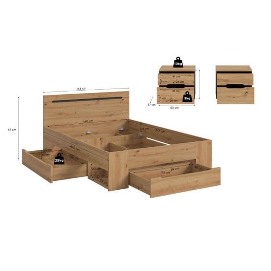 Furnilux Slaapkamer-set basalt 3-delig met bed en nachtkasten stijlvol en - Image 2