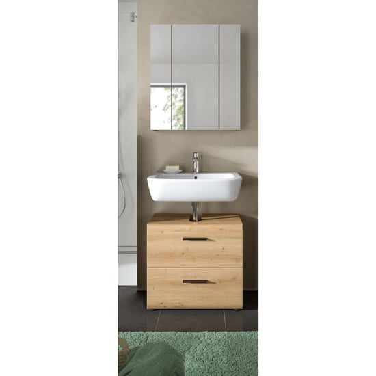 Furnilux Badcombinatie met spiegelkast minimalistisch 2-delig set artisan oak look - Image 5