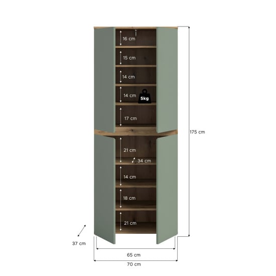 Furnilux Trendy universele kast in smoke en eik 7 planken en kleiderstang - Image 3