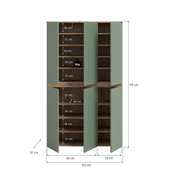 Furnilux Universele kast in trendy smoke met eiken accenten 105x175x37 cm - Image 3