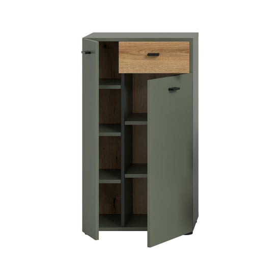 Furnilux Moderne badkamer kast op wielen in sage green eiken look ruime opbergkast - Image 4