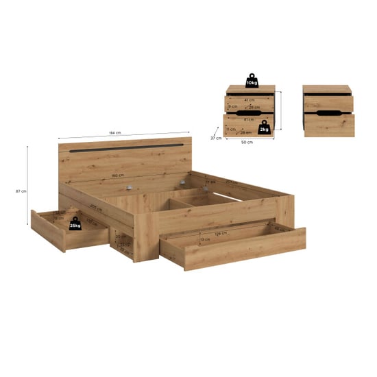 Furnilux Slaapkamer-set met groot bed 180x200 cm en 2 nachtkasten modern en duurzaam - Image 3