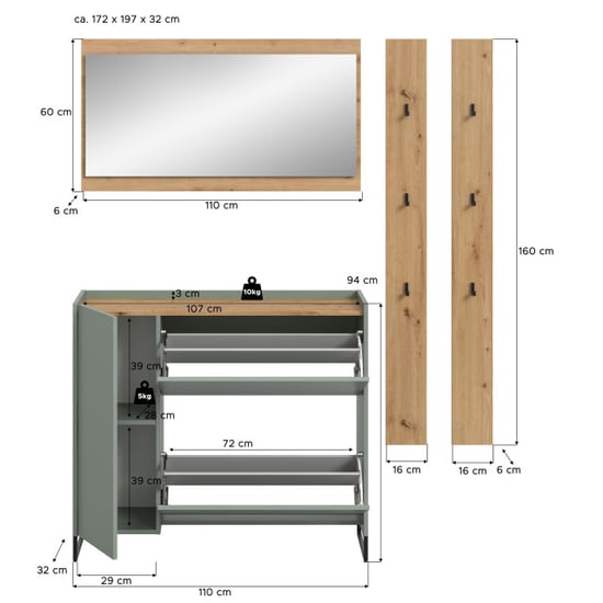 Furnilux Modulaire garderobecombinatie 4-delige set met spiegel en opbergkast - Image 3