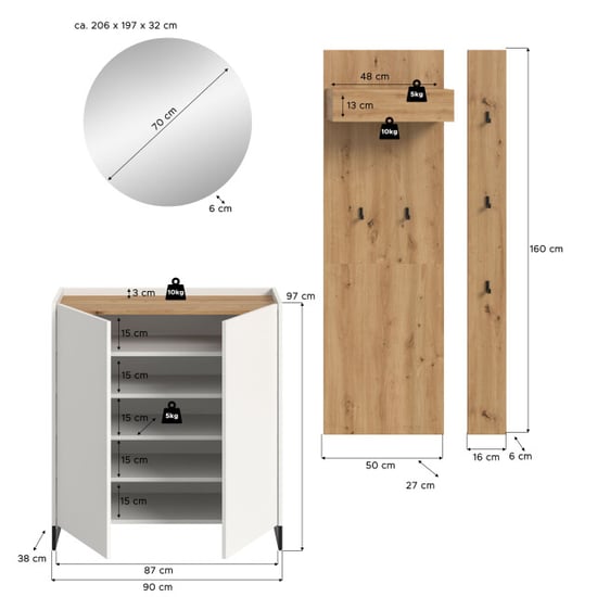 Furnilux Modulaire garderobecombinatie 4-delige set met spiegel en schoenenkast - Image 2
