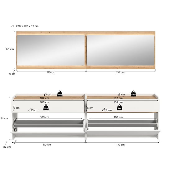 Furnilux Moderne garderobecombinatie met led-verlichting 4-delige set met spiegels en - Image 2