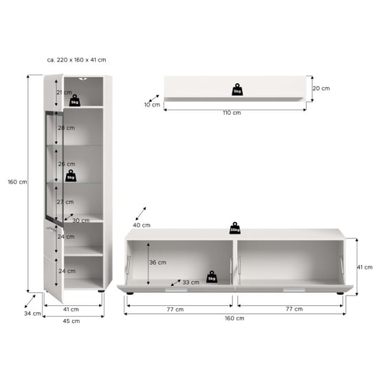 Furnilux Moderne 3-delige woonkast vitrine-kast en wandkast compact design - Image 3