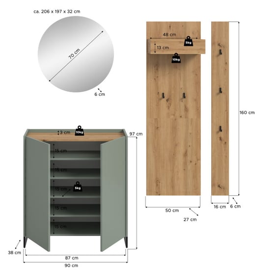 Furnilux Modulaire garderobecombinatie 4-delige set met spiegel en schoenenkast op - Image 4