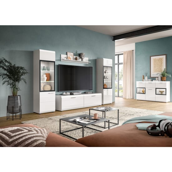 Furnilux Moderne 3-delige woonkast vitrine-kast en wandkast compact design - Image 4