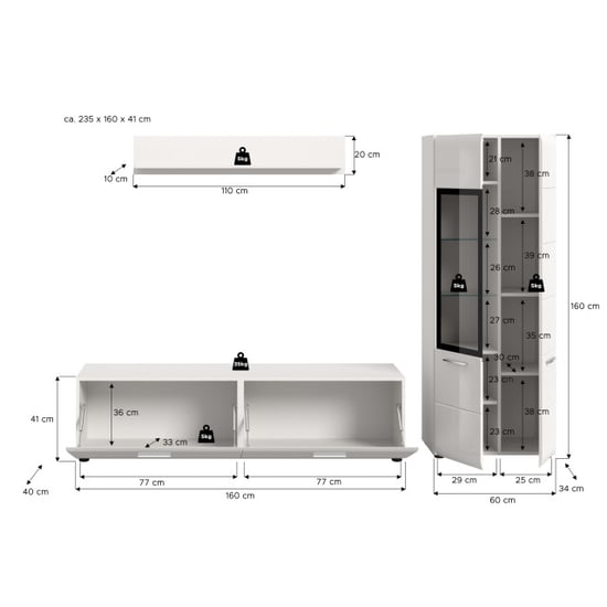 Furnilux Moderne 3-delige woonkast vitrine-lowboard-wandkast elegante mdf front - Image 4