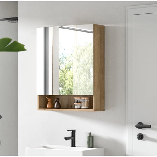 Furnilux Moderne spiegelkast evoke oak 3 spiegeltüren 6 planken opbergwonder - Image 4