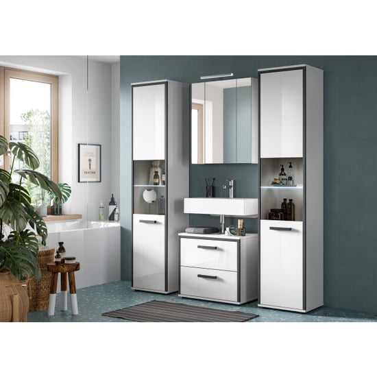 Furnilux Badcombinatie met verlichting 4-delige set met hoge kasten en spiegelkast - Image 5