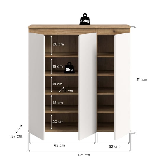 Furnilux Universele kast in en eik 8 verstelbare planken 105x111x37 cm - - Image 3