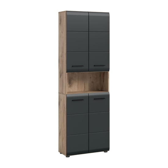 Furnilux Brede hoge kast badkamer mat en eiken ruime opbergoplossing - Image 1