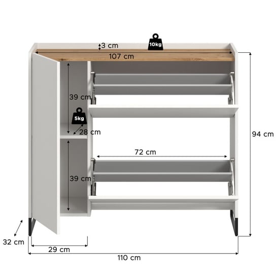 Furnilux Schoenenkast op wielen in en eiken opbergoplossing voor 12 paar schoenen - Image 3