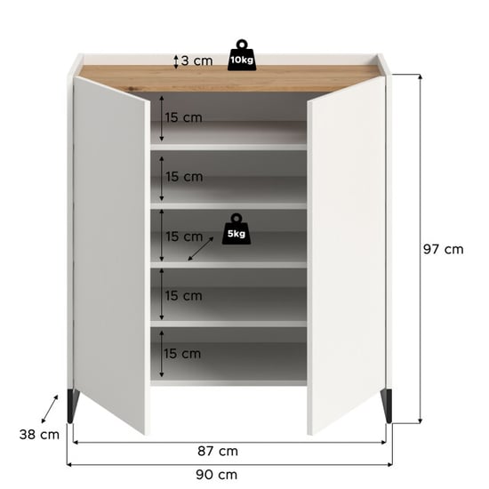 Furnilux Schoenenkast met 5 vakken en 4 planken opbergoplossing voor 18 paar schoenen - - Image 5