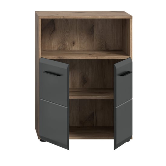 Furnilux Brede badkamer kast in en eik opbergoplossing met schappen en wielen - Image 4