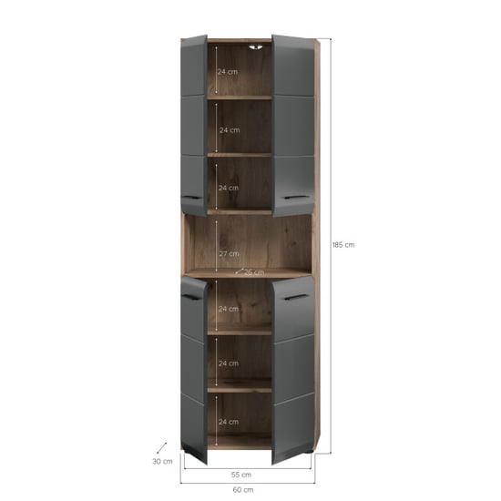 Furnilux Brede hoge kast badkamer mat en eiken ruime opbergoplossing - Image 5