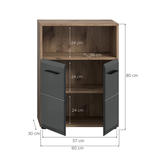 Furnilux Brede badkamer kast in en eik opbergoplossing met schappen en wielen - Image 5