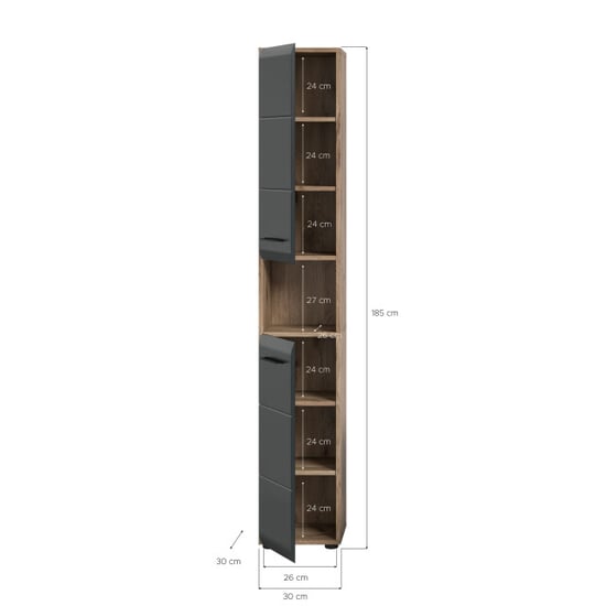 Furnilux Slimme hoge kast in mat en eiken look veel opbergruimte - Image 3