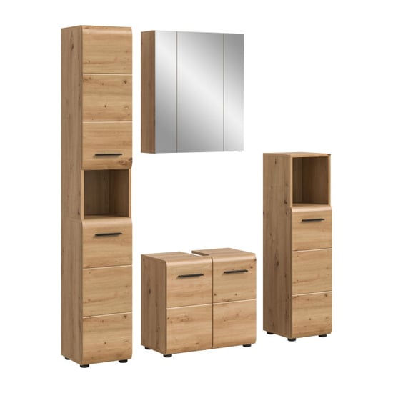 Furnilux Moderne badcombinatie in en eiken 4-delige set met hoge kast en - Image 1