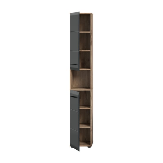 Furnilux Slimme hoge kast in mat en eiken look veel opbergruimte - Image 4