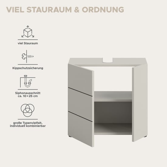 Furnilux Moderne wastafelkast in kasjmier met accenten ruime opbergkast op - Image 4