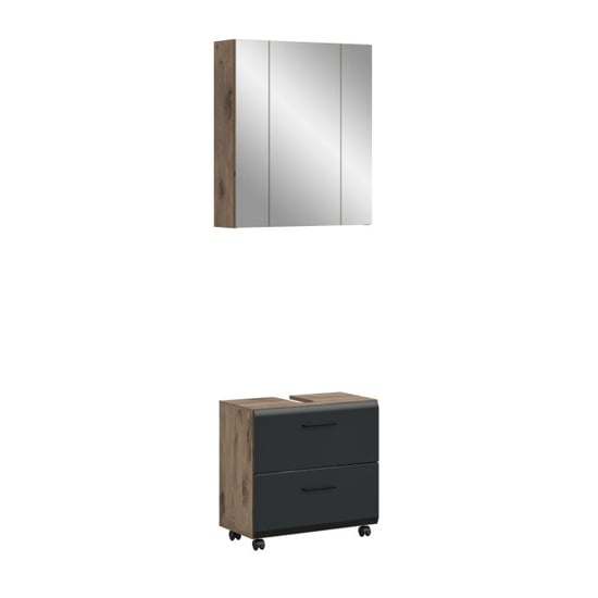 Furnilux Badcombinatie op wielen badkast met spiegelkast 60x185x30 cm - Image 1