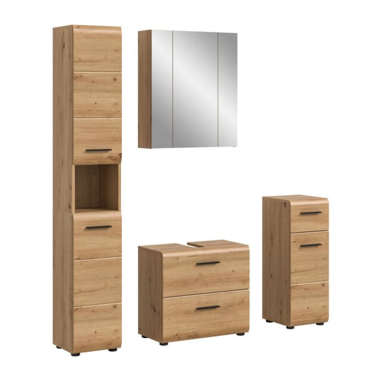 Furnilux Moderne badcombinatie in en eiken 4-delige set met hoge kast en - Image 1