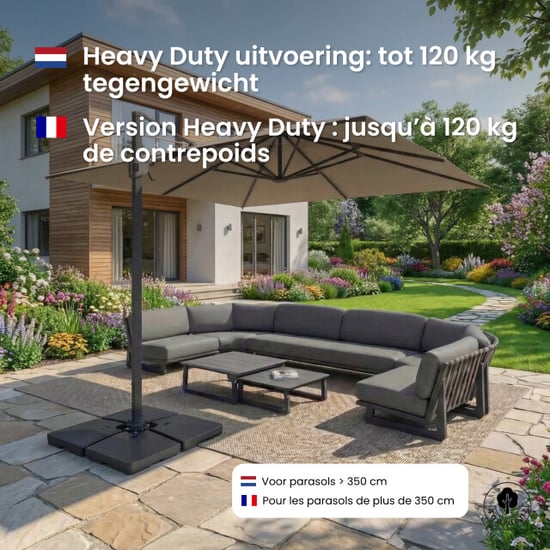 4gardenz ® parasolvoet-tegels vulbaar 120 kg – 4-delige set voor zweefparasols en - Image 3