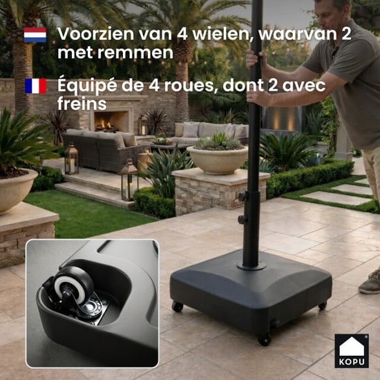 Kopu ® vulbare parasolvoet 70 kg op wielen voor grote parasols - - Image 3
