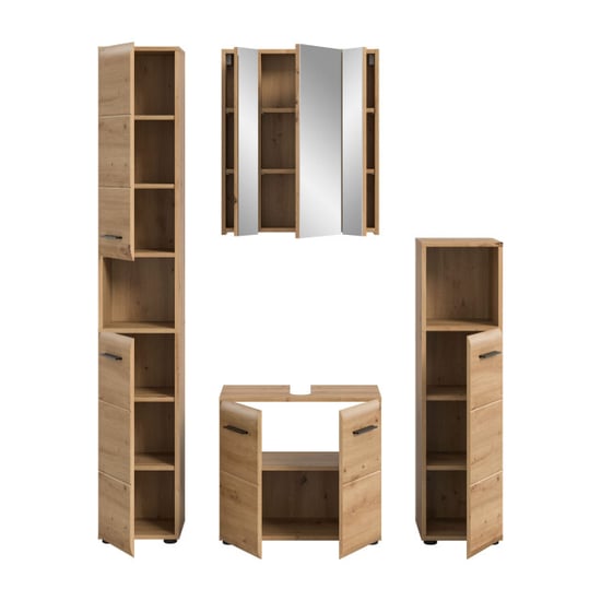 Furnilux Moderne badcombinatie in en eiken 4-delige set met hoge kast en - Image 3