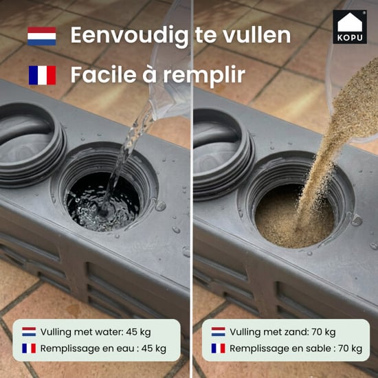 Kopu ® vulbare parasolvoet 70 kg op wielen voor grote parasols - - Image 4