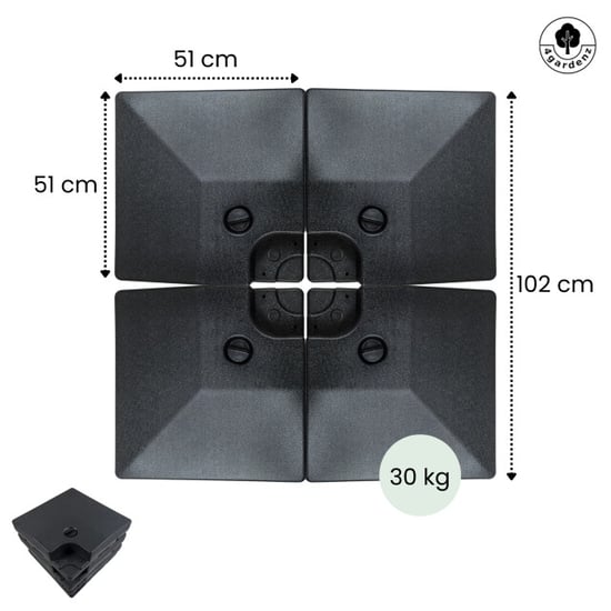 4gardenz ® parasolvoet-tegels vulbaar 120 kg – 4-delige set voor zweefparasols en - Image 5