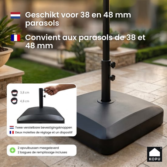 Kopu ® vulbare parasolvoet 70 kg op wielen voor grote parasols - - Image 5