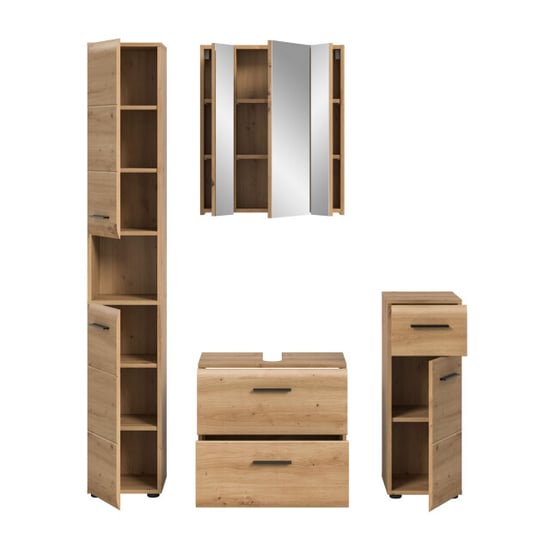 Furnilux Moderne badcombinatie in en eiken 4-delige set met hoge kast en - Image 4