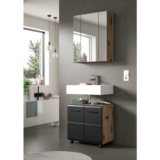 Furnilux Badcombinatie op wielen badkast met spiegelkast 60x185 cm - Image 4