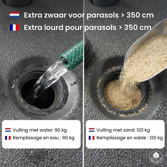 4gardenz ® parasolvoet-tegels vulbaar 120 kg – 4-delige set voor zweefparasols en - Image 6