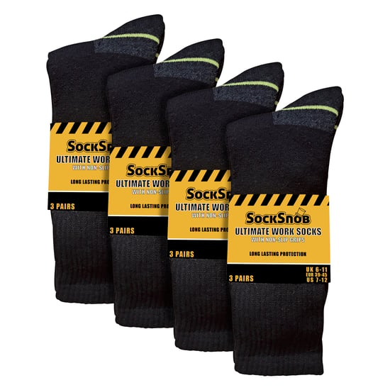 12 Par Herr Non-Slip Grip Arbetsstrumpor | Andningsbara Hållbara Stövlar med Grepp - Image 2