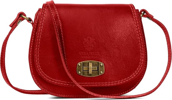 Women's Genuine Italian Leather Cross Body Bag in Red - Image 1