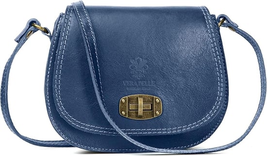 Women's Genuine Italian Leather Cross Body Bag in Navy - Image 1
