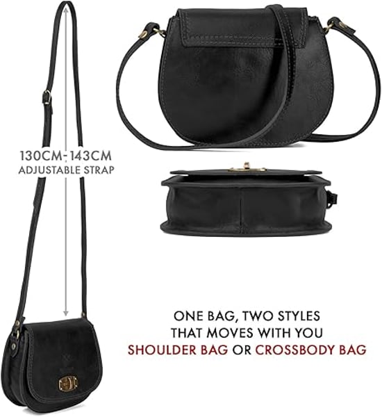 Women's Genuine Italian Leather Cross Body Bag in Black - Image 5