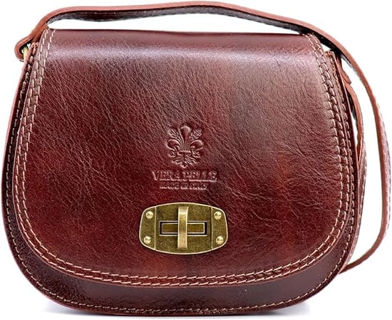 Women's Genuine Italian Leather Cross Body Bag in Brown - Image 1
