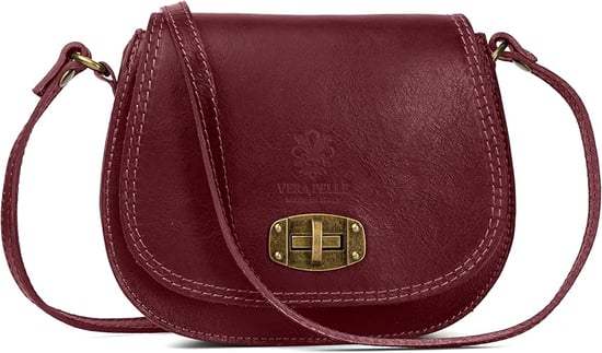 Women's Genuine Italian Leather Cross Body Bag in Burgundy - Image 1