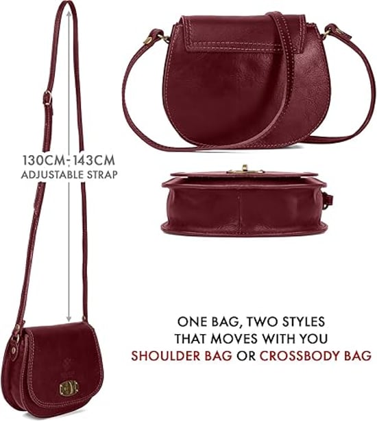 Women's Genuine Italian Leather Cross Body Bag in Burgundy - Image 5