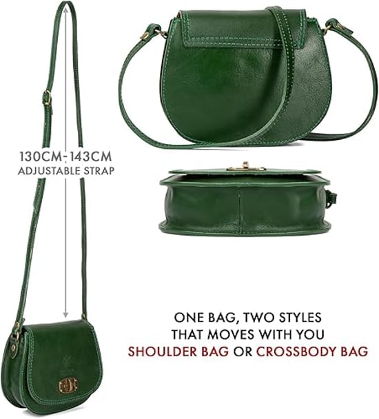 Women's Genuine Italian Leather Cross Body Bag in Green - Image 5