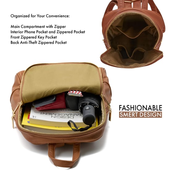 Women's Fashion Backpack With Anti Theft Zipper in Brown - Image 6