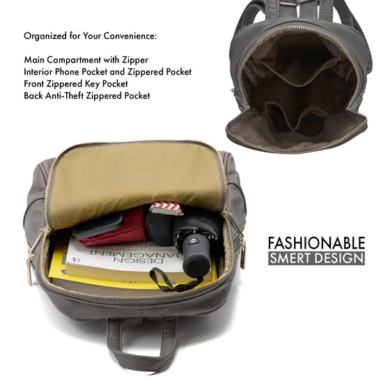 Women's Fashion Backpack With Anti Theft Zipper in Grey - Image 6