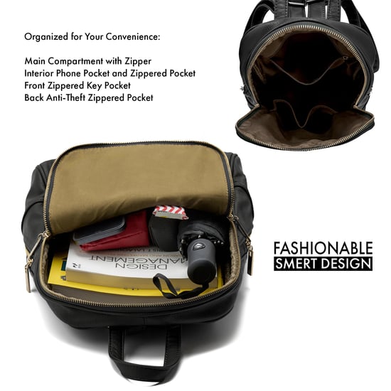 Women's Fashion Backpack With Anti Theft Zipper in Black - Image 6