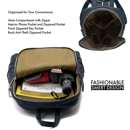 Women's Fashion Backpack With Anti Theft Zipper in Navy - Image 6