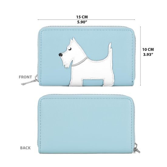Women’s RFID Purse – Scottie Dog Zip Around Wallet In Blue - Image 3